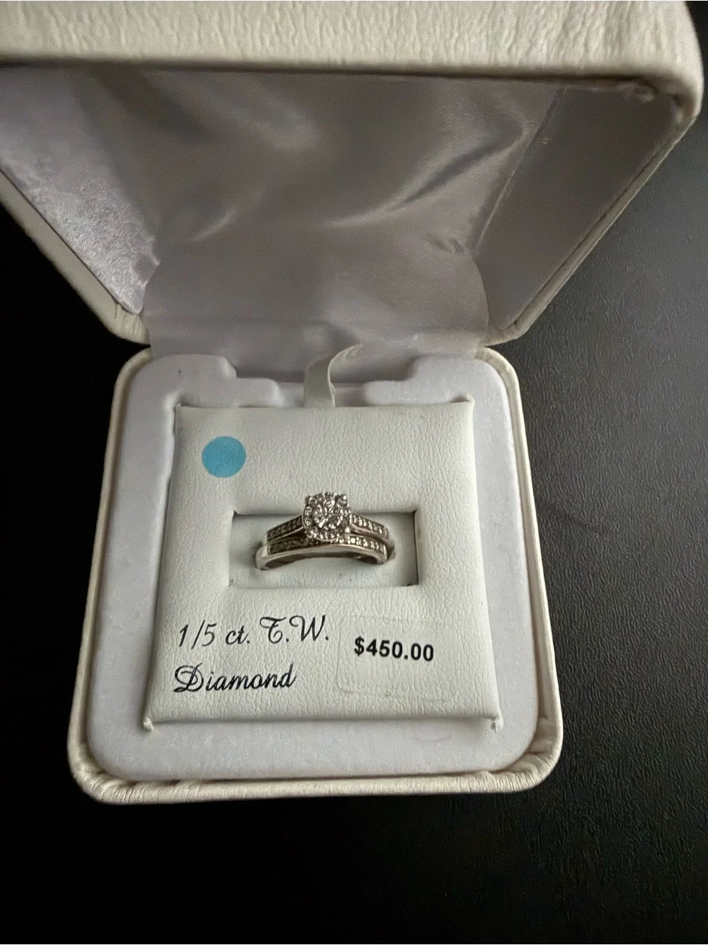 Diamond Halo Wedding Ring Set - Sterling Silver Sz 5